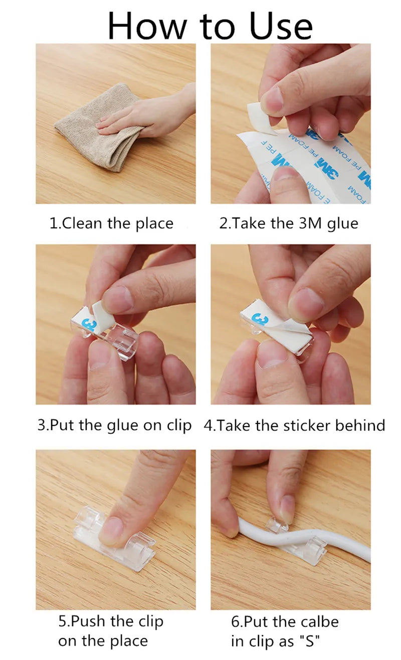 Cable Organizer Clips Cable Management Desktop & Workstation ABS Wire Manager Cord Holder USB Charging Data Line Bobbin Winder