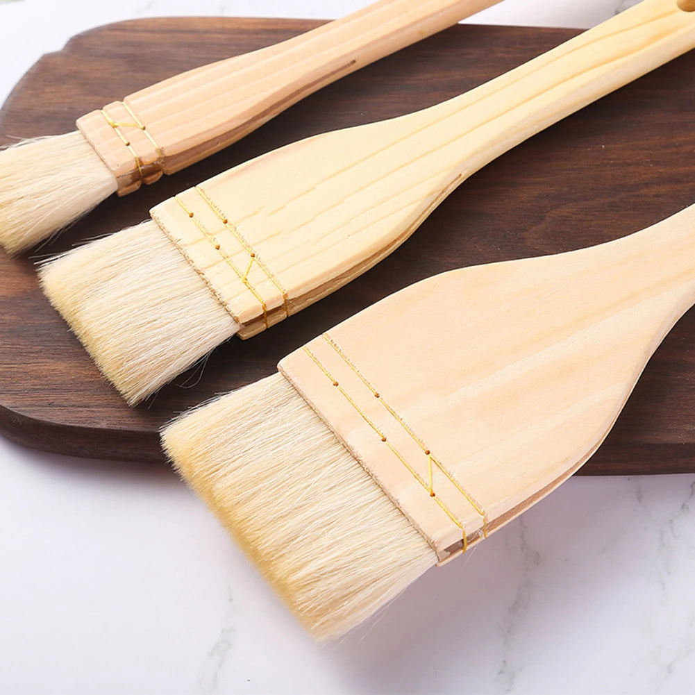 Wooden Cooking Oil Brushes Kitchen Brush Barbecue Oil Brush Multifunctional Long Handle Basting Brushes For Cakes Meat Desserts
