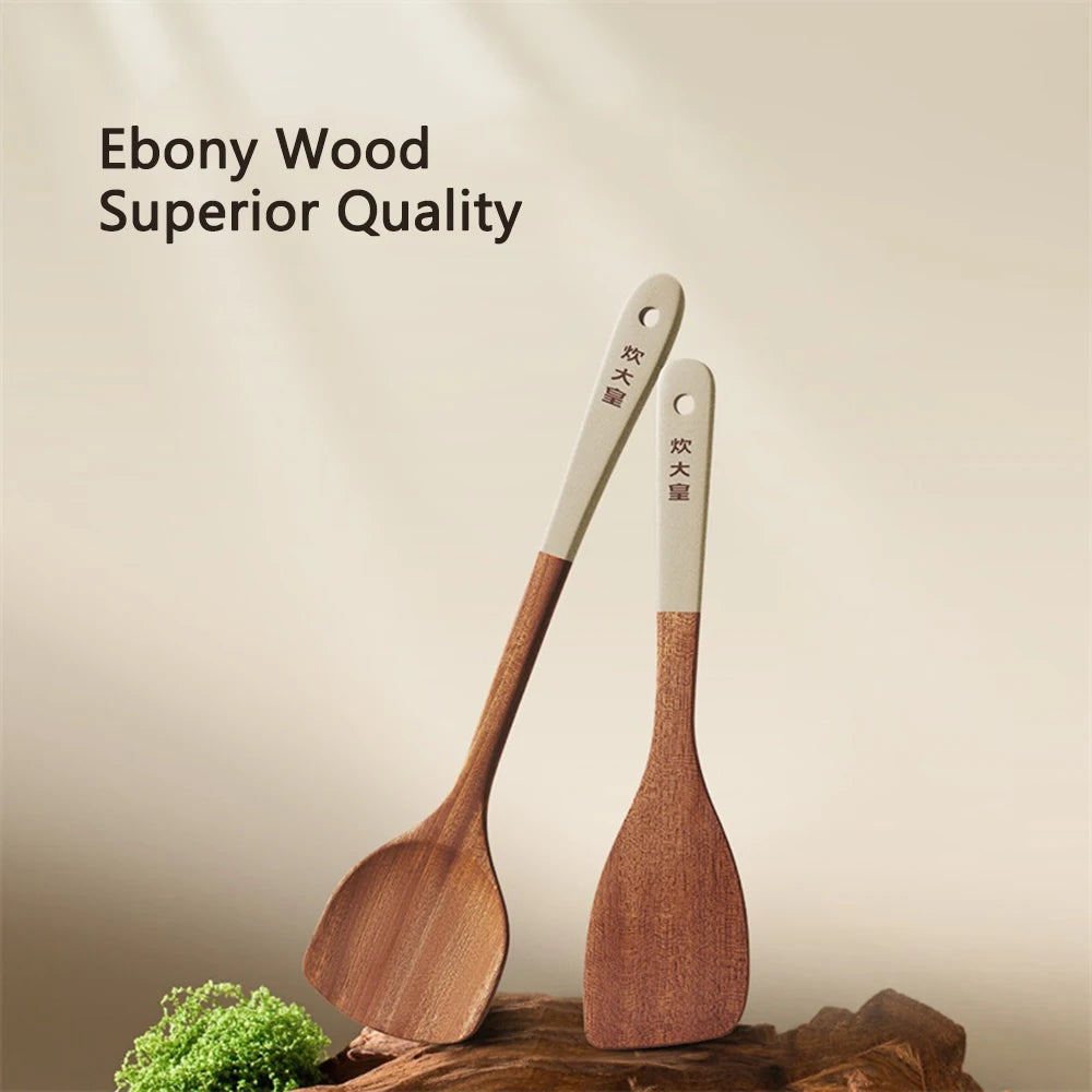 COOKER KING Ebony Wood Spatula Non Stick Pan Special Stir Fry Spatula Heat-Resistant Spatula Rice Soup Spoon Cooking Utensils