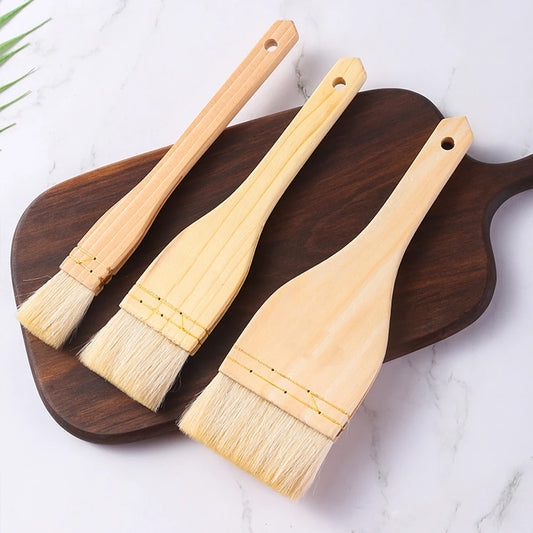 Wooden Cooking Oil Brushes Kitchen Brush Barbecue Oil Brush Multifunctional Long Handle Basting Brushes For Cakes Meat Desserts