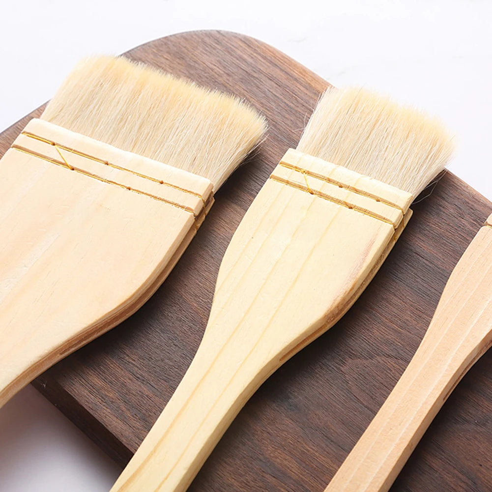 Wooden Cooking Oil Brushes Kitchen Brush Barbecue Oil Brush Multifunctional Long Handle Basting Brushes For Cakes Meat Desserts