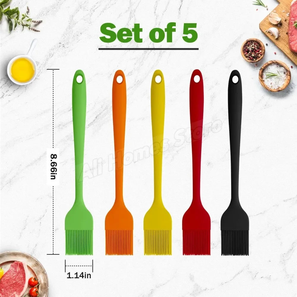 5/3/2/1pcs Silicone Kitchen Brush Basting Pastry Brush Cooking OilBrush for Sauce Butter Marinades Food Brushes BBQ Grill Baster