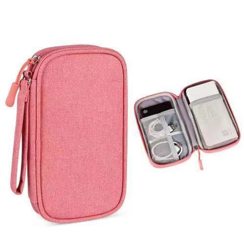 Data Cable Storage Bag Waterproof Travel Organizer Bag Portable Carry Case Double Layers Storage Bag for Cable Cord USB Charger