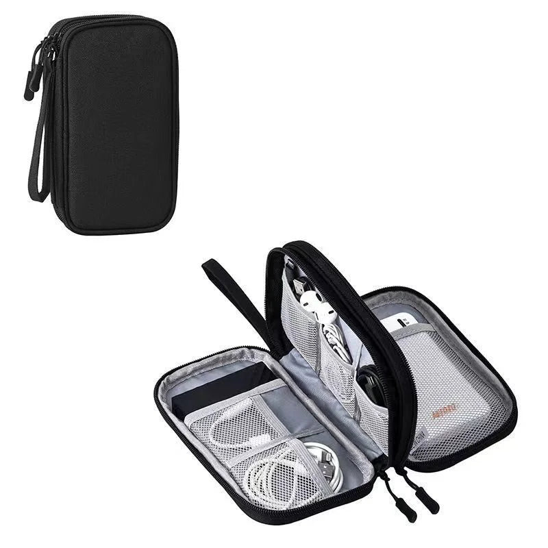 Data Cable Storage Bag Waterproof Travel Organizer Bag Portable Carry Case Double Layers Storage Bag for Cable Cord USB Charger